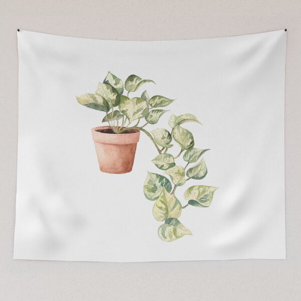 Item preview, Watercolor Pothos in a pot, Devil’s Ivy, House Plant, Leaves, Greenery, Botanical Art designed and sold by fengyuhao.