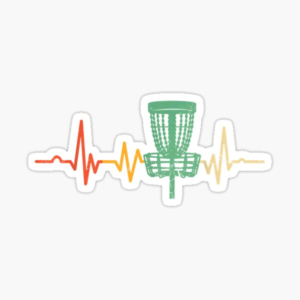 "Retro DIsc Golf, Vintage Heartbeat Disc Golf Basket" Sticker for Sale