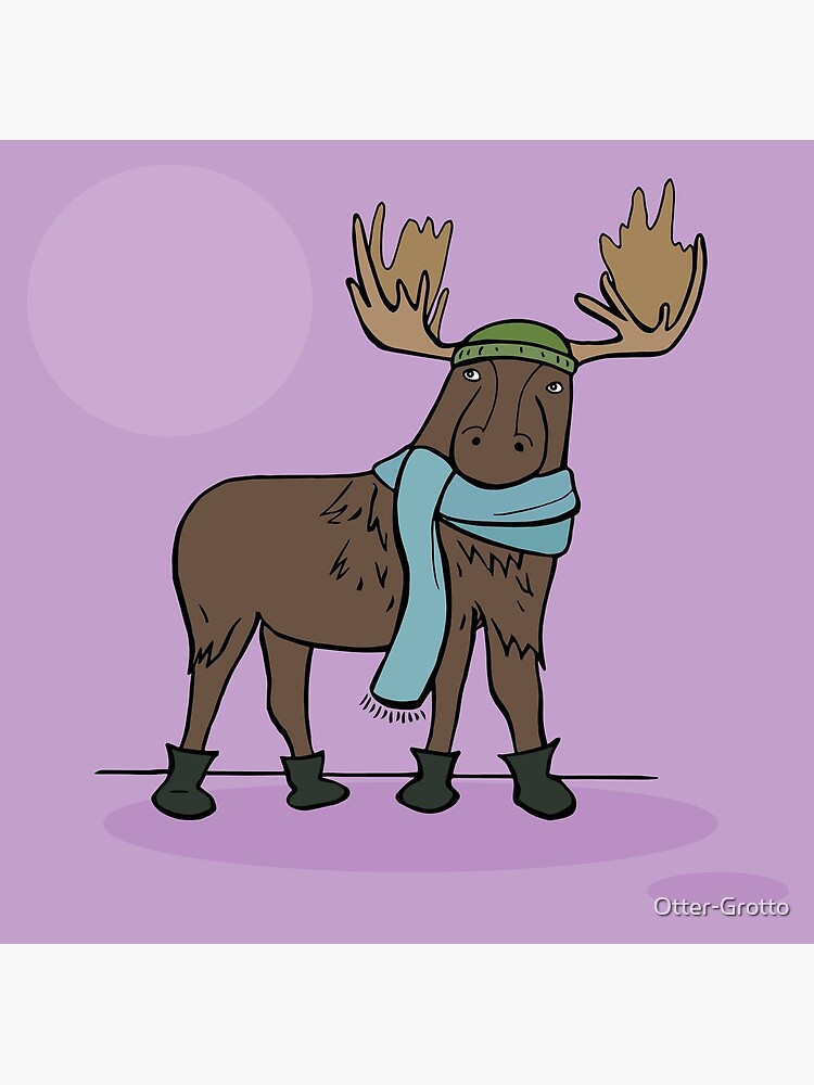 Winter Moose in a Scarf by Otter-Grotto