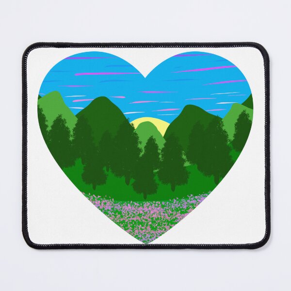 Item preview, Forest and Flowers Sunset, Original Hand Drawn Artwork, Heart Frame designed and sold by MamaSweetea.