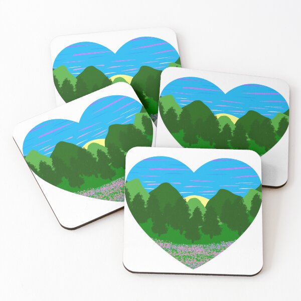 Item preview, Forest and Flowers Sunset, Original Hand Drawn Artwork, Heart Frame designed and sold by MamaSweetea.