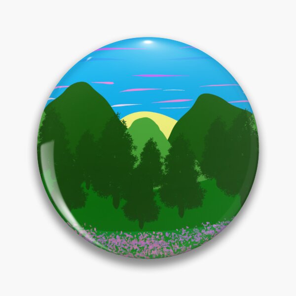 Item preview, Forest and Flowers Sunset, Original Hand Drawn Artwork, Circle Frame designed and sold by MamaSweetea.