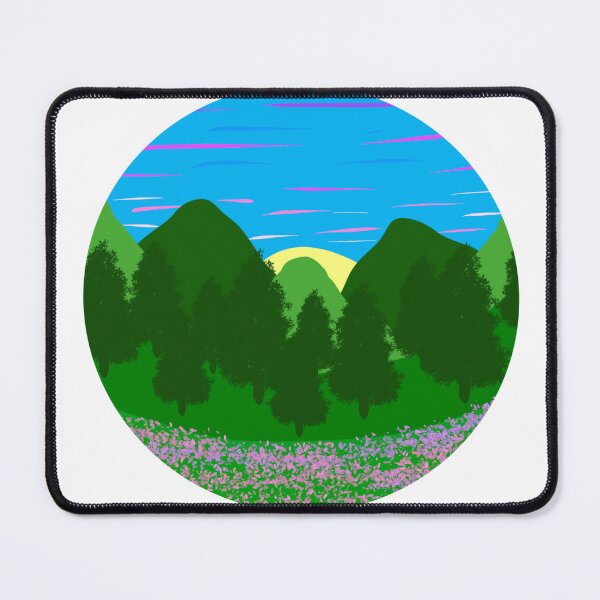 Item preview, Forest and Flowers Sunset, Original Hand Drawn Artwork, Circle Frame designed and sold by MamaSweetea.