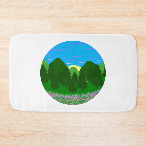 Item preview, Forest and Flowers Sunset, Original Hand Drawn Artwork, Circle Frame designed and sold by MamaSweetea.