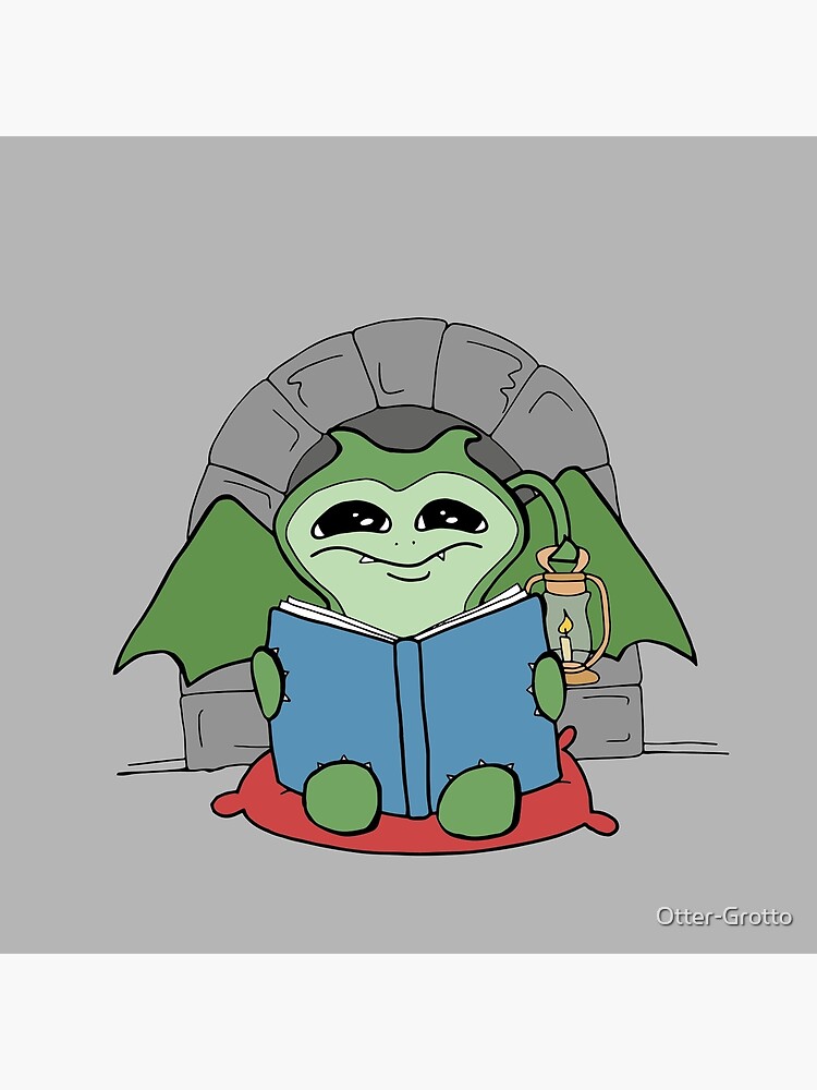 Baby Dragon Demon Thing Reading An Old Book by Otter-Grotto