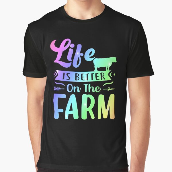 Vista previa del artículo con la obra «La vida es mejor en la granja - Cita de los amantes de las vacas», diseñado y vendido por Delandor.