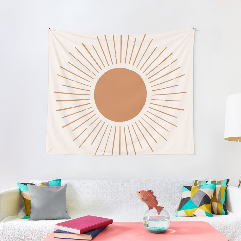 Terracotta boho sun rays Tapestry