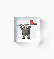 cartoon protester man Acrylic Block