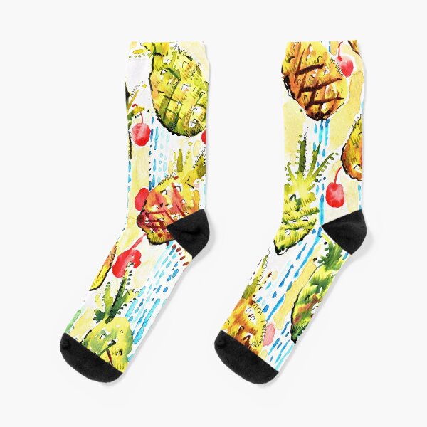 Calcetines amarillos Pineapple Dude, Calcetines divertidos para niños