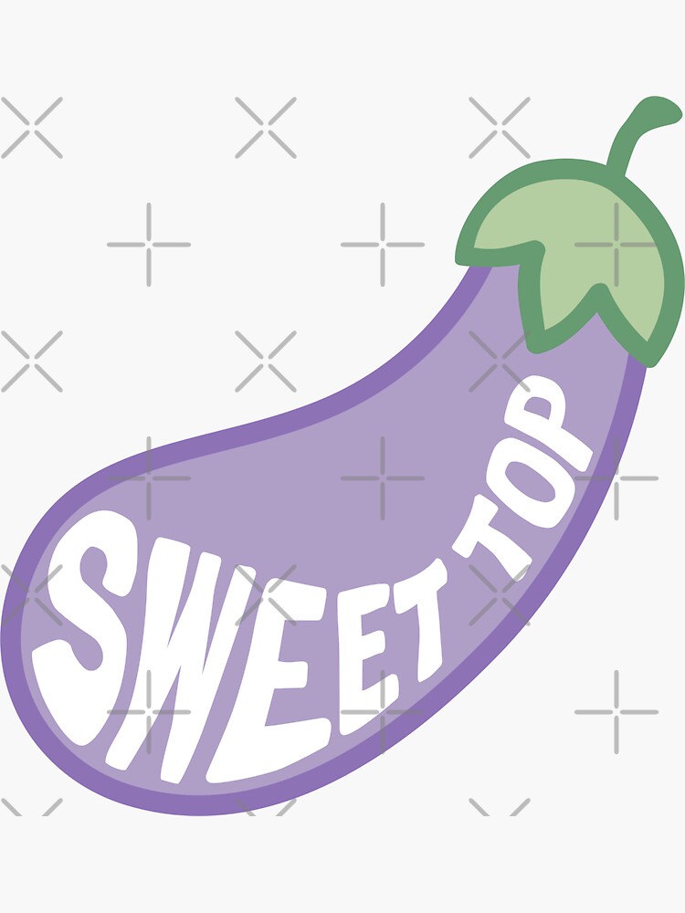 "Eggplant Emoji Aubergines Sweet Top Funny Gay Eggplant Emoji" Sticker