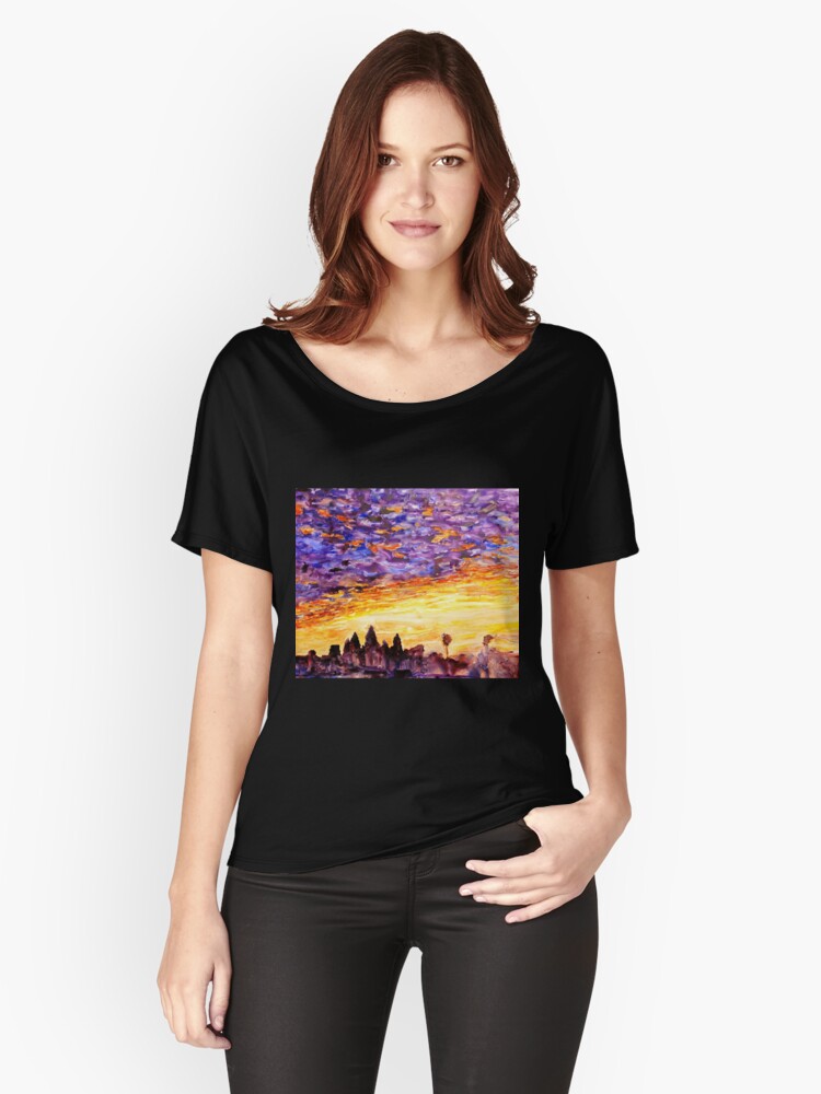 Thumbnail 1 of 3, Relaxed Fit T-Shirt, Sunrise at Angkor Wat- Cambodia designed and sold by rfoxphoto.