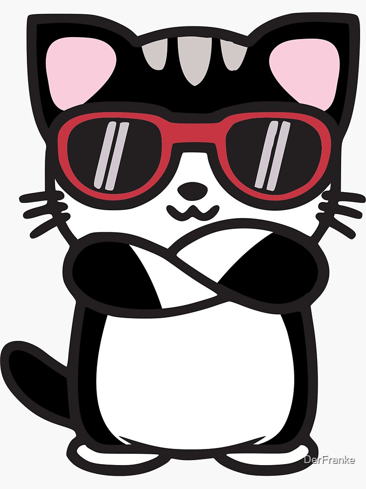 "Black cat with sunglasses" Sticker for Sale by DerFranke Redbubble
