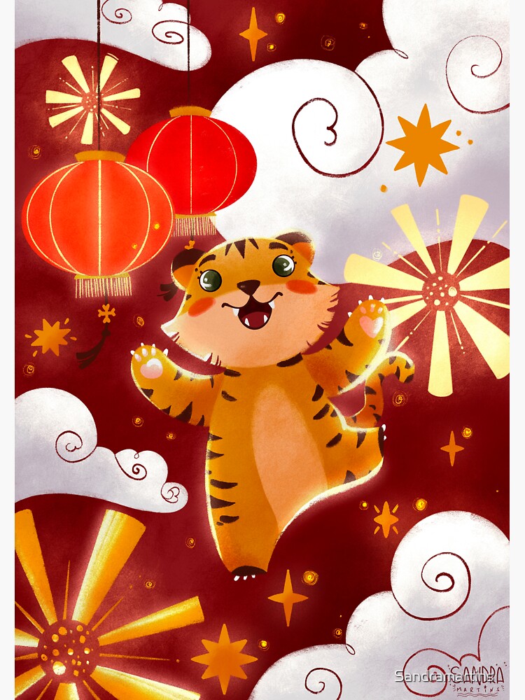 Thumbnail 3 of 3, Sticker, Year of the tiger designed and sold by Sandramartins.