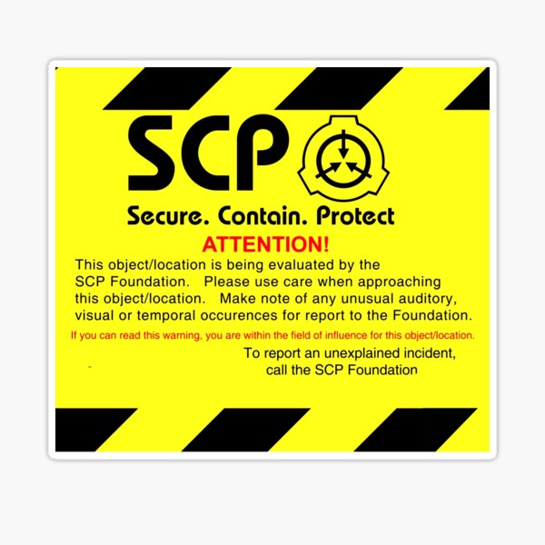 SCP Foundation Warning Attention Sticker for Sale by Yu-u-Ta