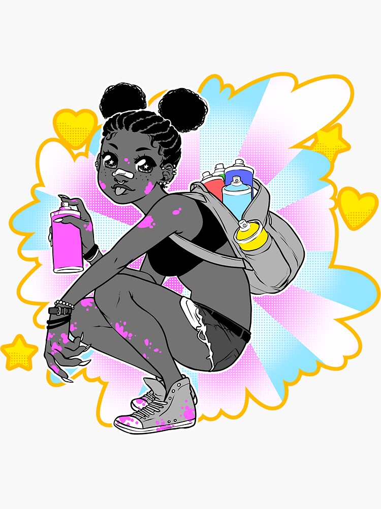 Thumbnail 3 of 3, Sticker, Spray Paint Girl designed and sold by cricketbat.
