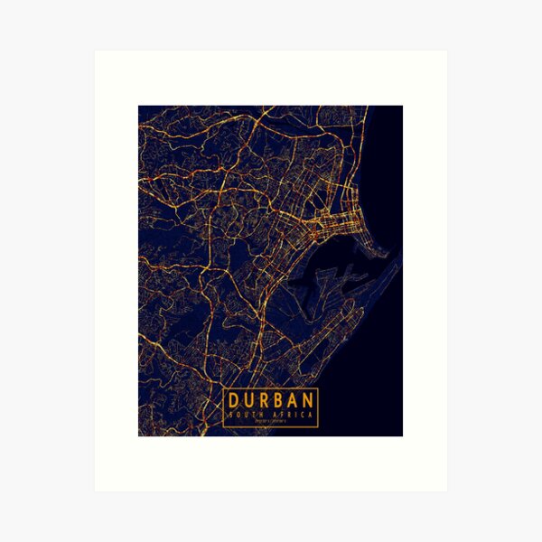 Item preview, Durban, KwaZulu-Natal, South Africa Map  - City At Night designed and sold by deMAP.