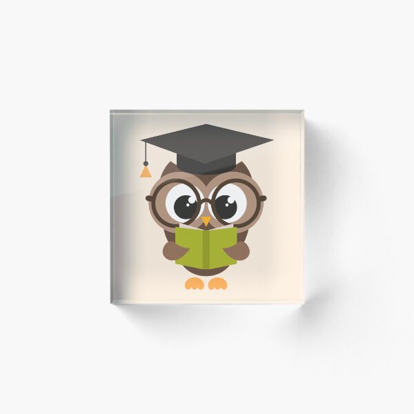 Item preview, Cute brown owl with book, glasses and graduation cap designed and sold by AnnPrecious.