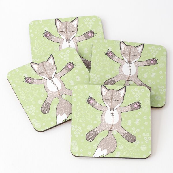 Item preview, Flowery flying fox teddies on green  designed and sold by QuirkyCraftz.