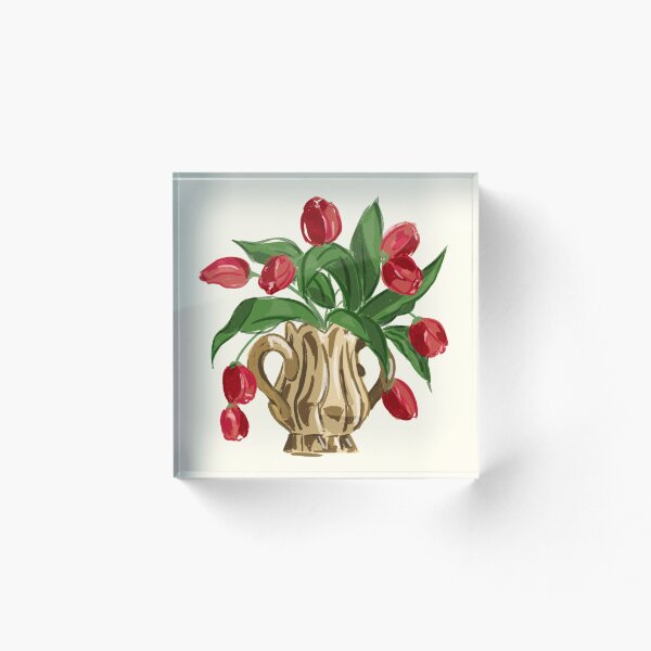 Artikelvorschau, Vase mit Tulpen / / rote Tulpen digitale Malerei entworfen und verkauft von MadisonCanvas.