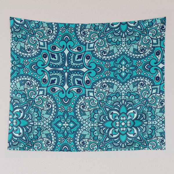 Item preview, Floral Mandala Repeat Pattern - Cerulean Blue designed and sold by SemDesigns1.