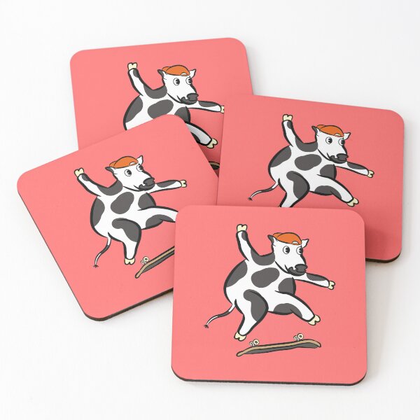 Item preview, Cartoon cow doing a kickflip skating gnarly designed and sold by Captain-Jackson.