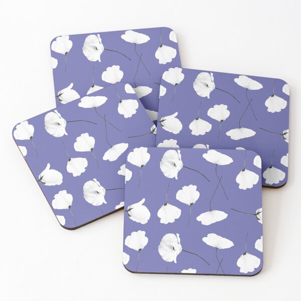 Item preview, White poppies floral pattern on a purple background designed and sold by by-jwp.