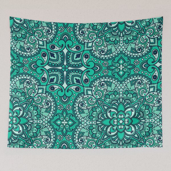 Item preview, Floral Mandala Repeat Pattern - Turquoise Green designed and sold by SemDesigns1.