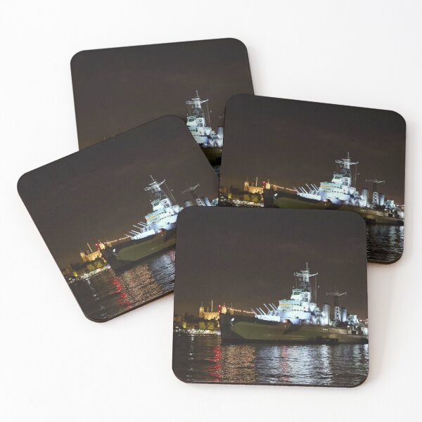 Item preview, HMS Belfast on the Thames near Tower bridge designed and sold by Ann Biddlecombe.