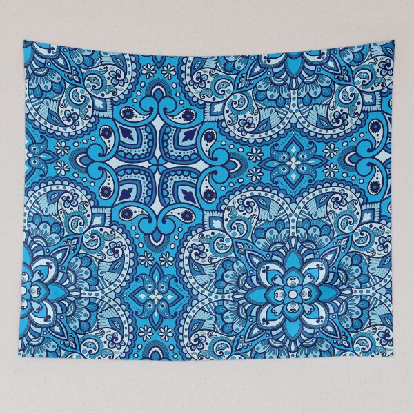 Item preview, Floral Mandala Repeat Pattern - Deep Sea Blue designed and sold by SemDesigns1.