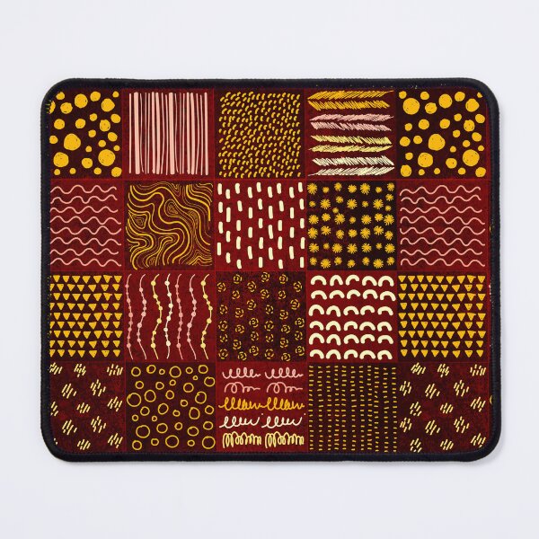 Item preview, Black, Red And Gold Seamless Pattern With Line Art, Triangles And Circles designed and sold by NawalMagdy.