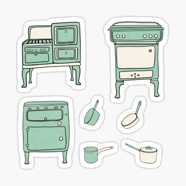 "Vintage Enamel Kitchen Stove Oven" Sticker by TinCanGarden Redbubble