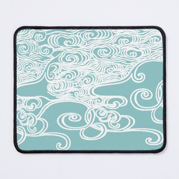 Item preview, Japanese Waves In Turquoise Simple White Line Illustration designed and sold by TrulyEpoque.