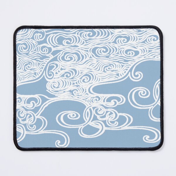 Item preview, Japanese Waves In Pastel Blue Simple White Line Illustration designed and sold by TrulyEpoque.