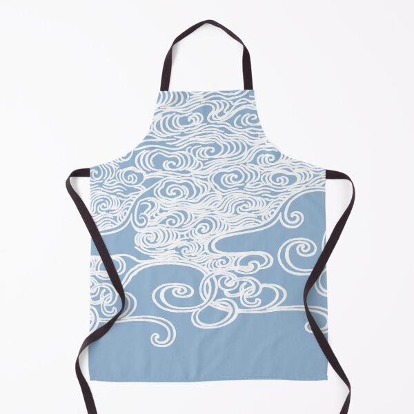 Item preview, Japanese Waves In Pastel Blue Simple White Line Illustration designed and sold by TrulyEpoque.