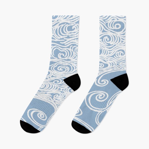 Item preview, Japanese Waves In Pastel Blue Simple White Line Illustration designed and sold by TrulyEpoque.