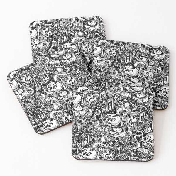 Item preview, Black and White Doodle pattern Chaos designed and sold by fakeface.