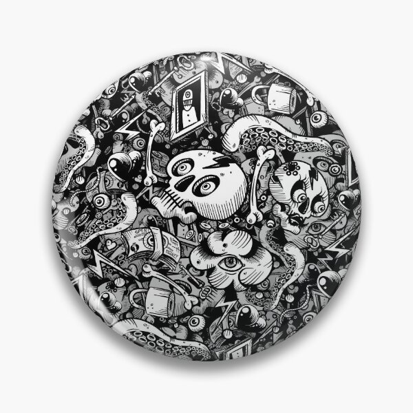 Item preview, Black and White Doodle pattern Chaos designed and sold by fakeface.