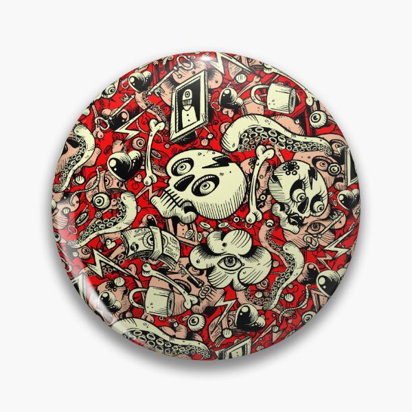 Item preview, Red Doodle pattern Chaos designed and sold by fakeface.