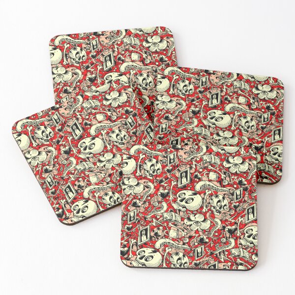 Item preview, Red Doodle pattern Chaos designed and sold by fakeface.
