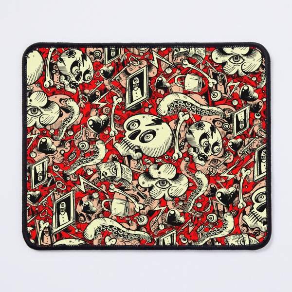 Item preview, Red Doodle pattern Chaos designed and sold by fakeface.