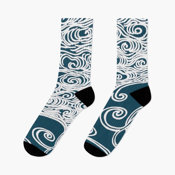 Item preview, Japanese Waves In Dark Petrol Blue Simple White Line Illustration designed and sold by TrulyEpoque.