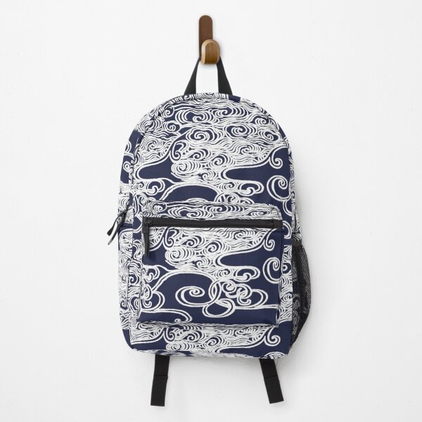 Item preview, Japanese Waves In Ink Blue Simple White Line Illustration designed and sold by TrulyEpoque.