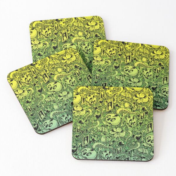 Item preview, Green Doodle pattern Chaos designed and sold by fakeface.