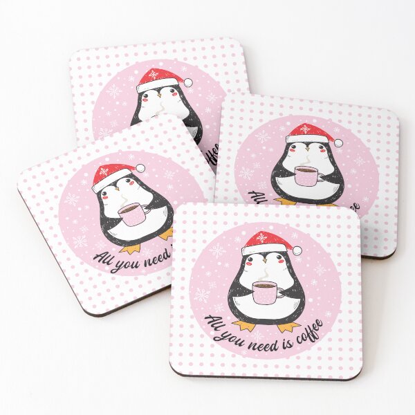 Item preview, Cute Penguin Drinking Coffee Pink Circle designed and sold by dass-art.