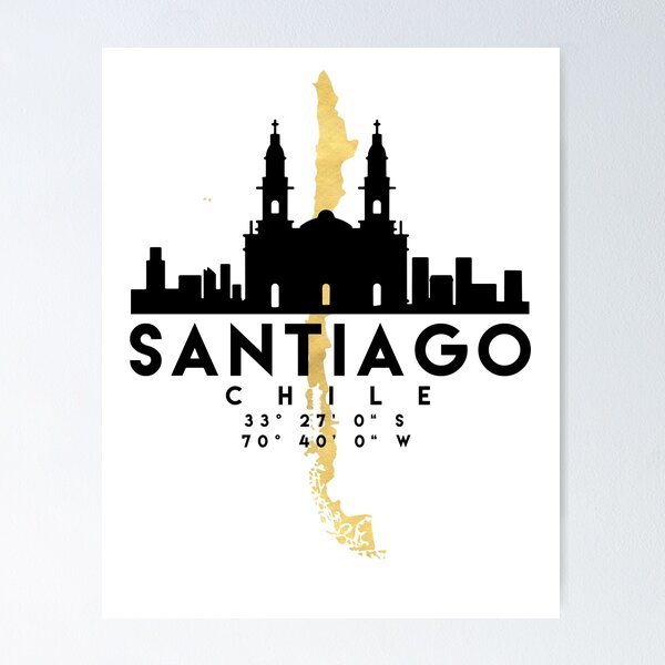 Item preview, SANTIAGO DE CHILE SILHOUETTE SKYLINE MAP ART  designed and sold by deificusArt.