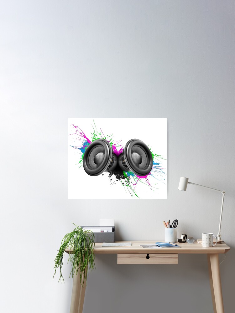 Music speakers colorful design Poster for Sale by Johan Swanepoel