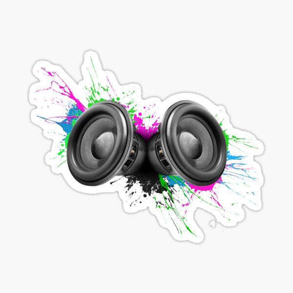 "Music speakers colorful design" Sticker for Sale by johanswanepoel Redbubble