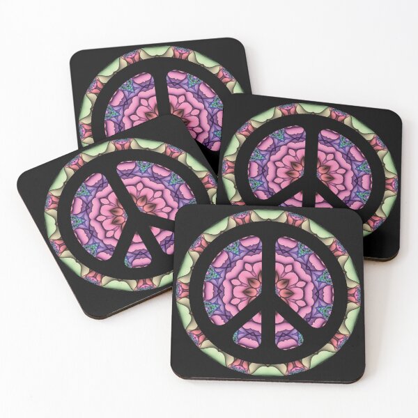 Item preview, CND Peace symbol in pink and green kaleidoscopic flower  designed and sold by effervescence.