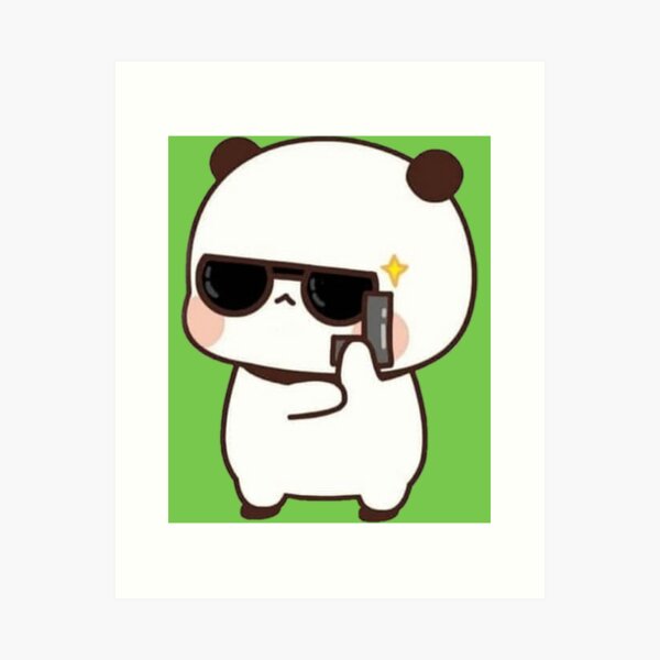 Bubu Is So Cool, Cute Bear and Panda Couple Peach and Goma  Art Print