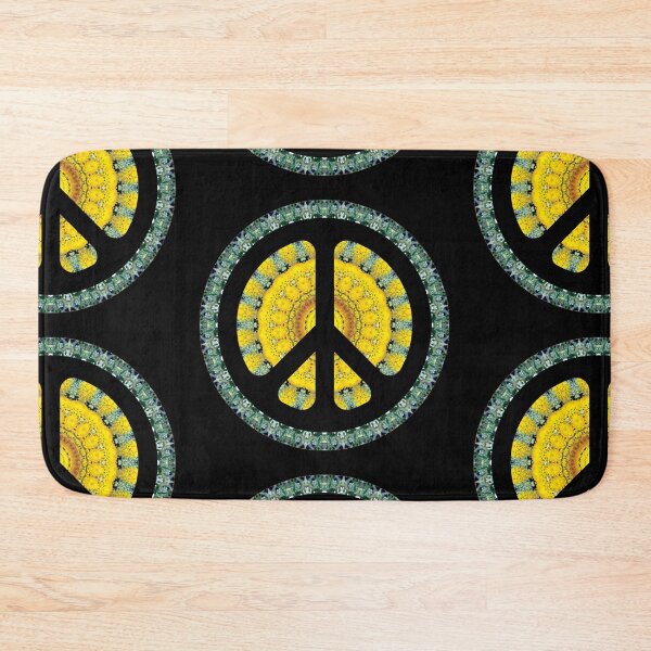 Item preview, CND Peace symbol in green and yellow kaleidoscopic flower  designed and sold by effervescence.
